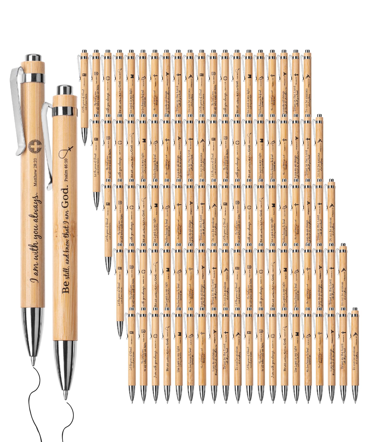 Mr. Pen- Bible Verse Pens, 100 Pack, Retractable Bamboo Pen, Black Ink, Christian Pens For Women Men, Bible Pens No Bleed Throug